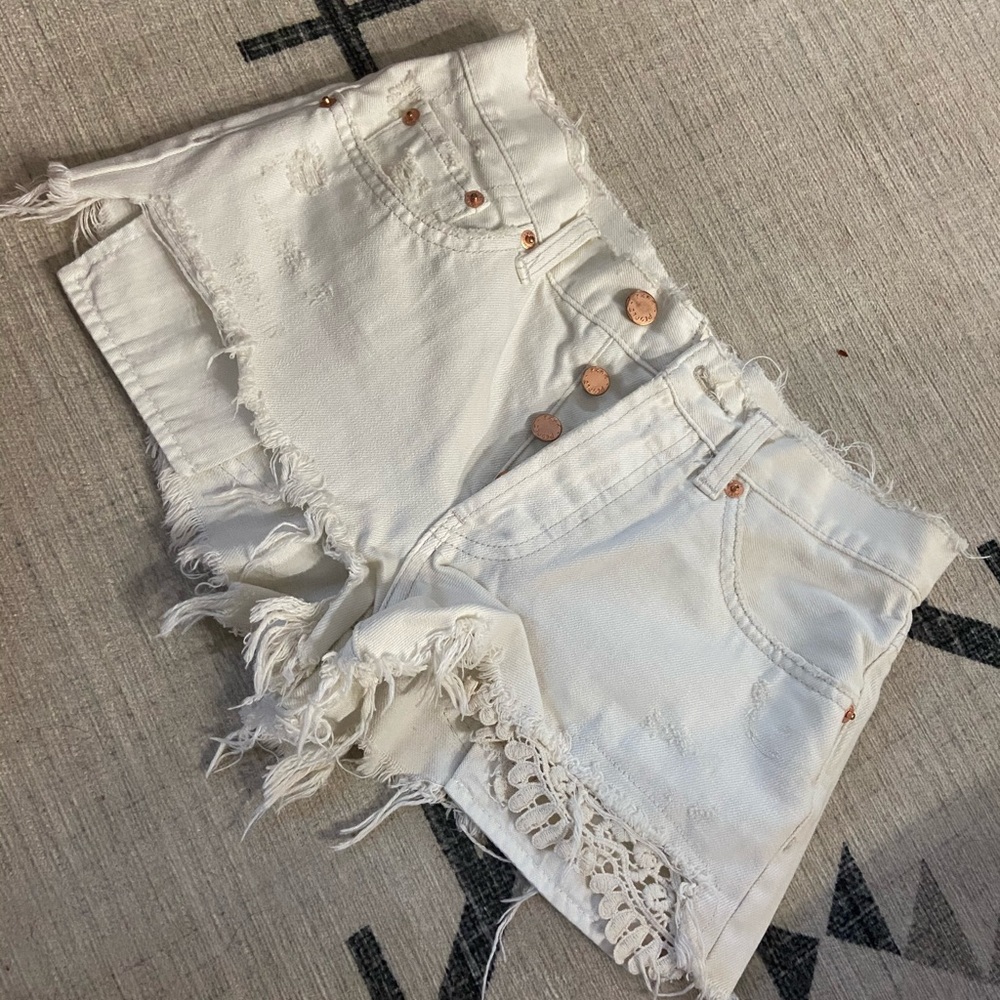 We the free white denim shorts